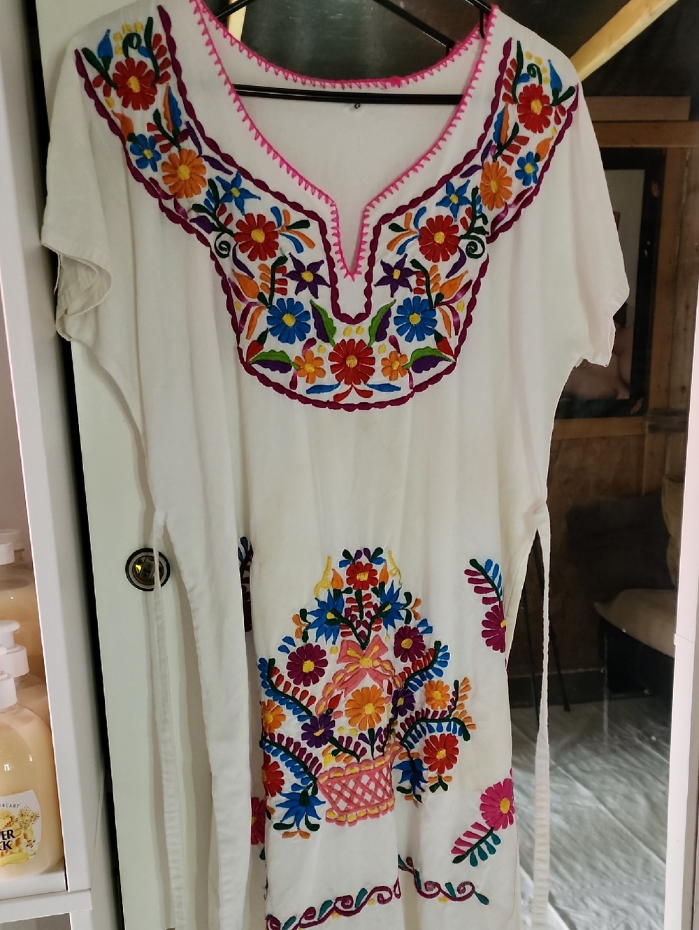 Embroidered Ivory Floral Boho Tunic Top